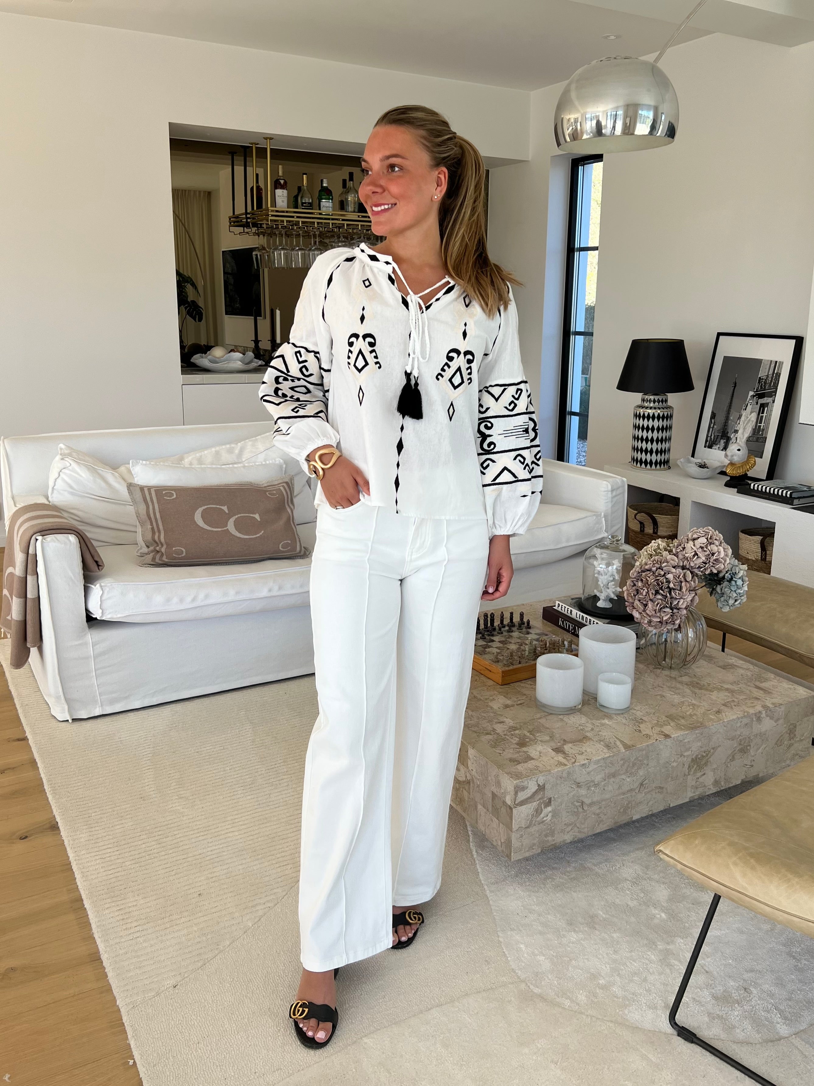 Marion Broderad Blus Vit