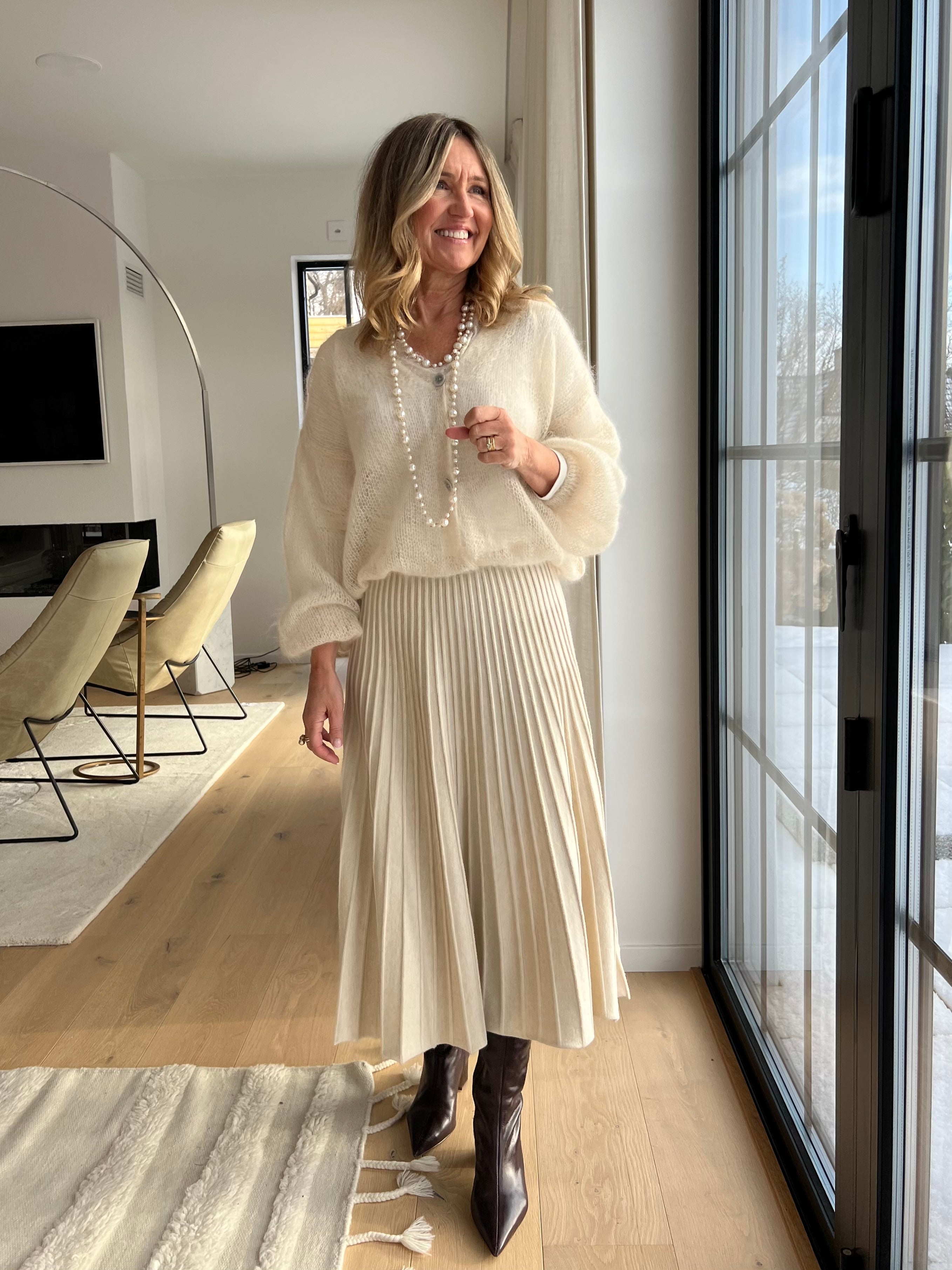 Anais Stickad Kjol Plisserad