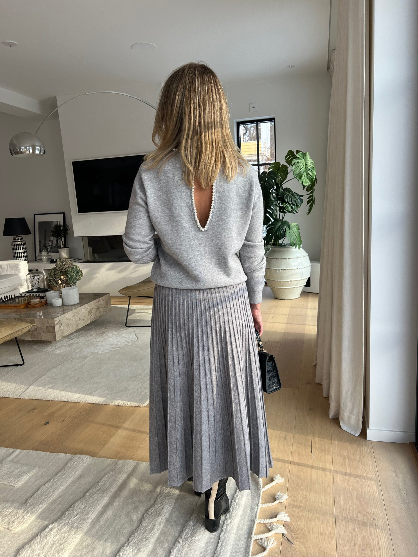 Eira Stickad Tröja med Pärlor