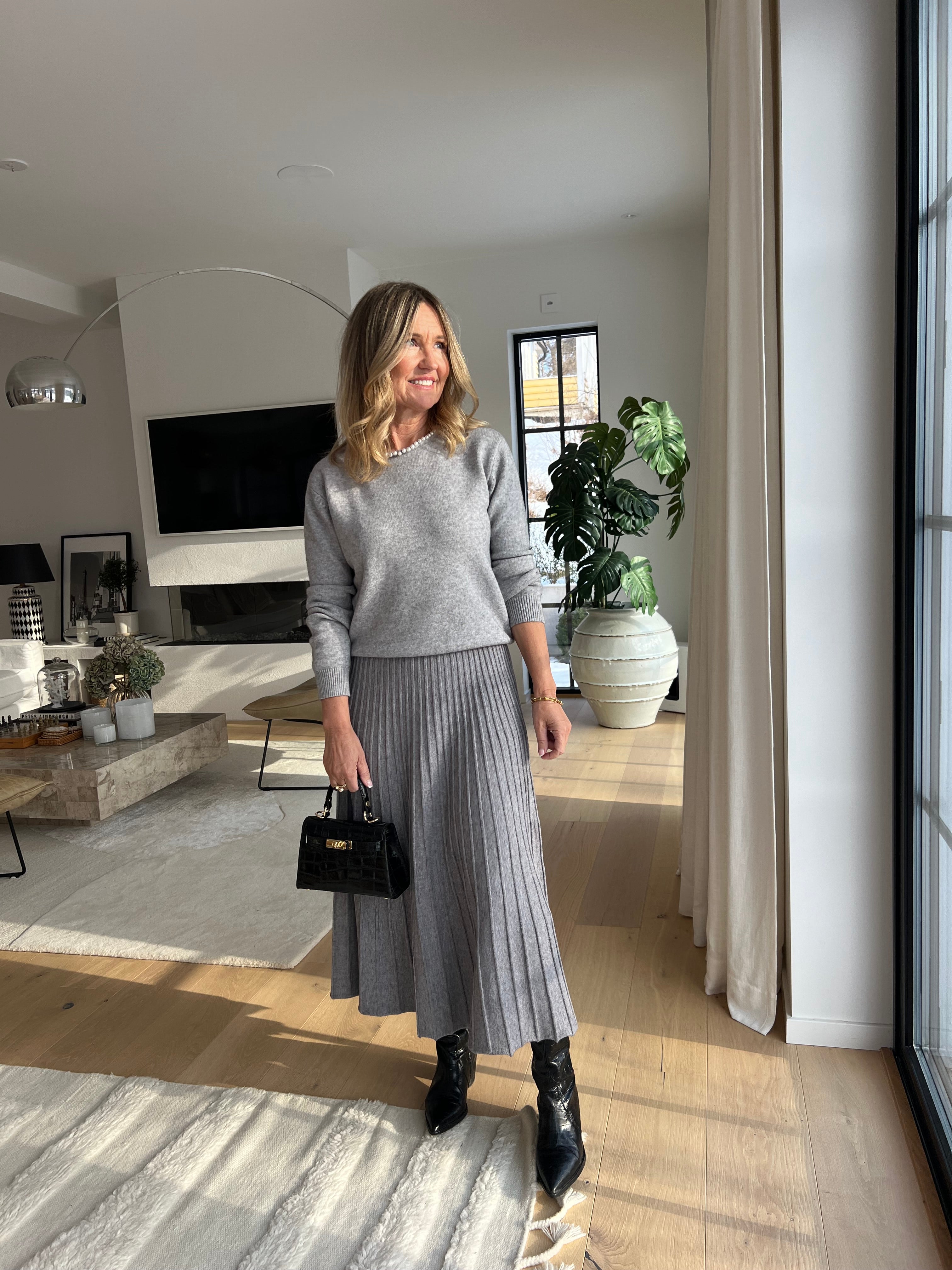 Anais Stickad Kjol Plisserad