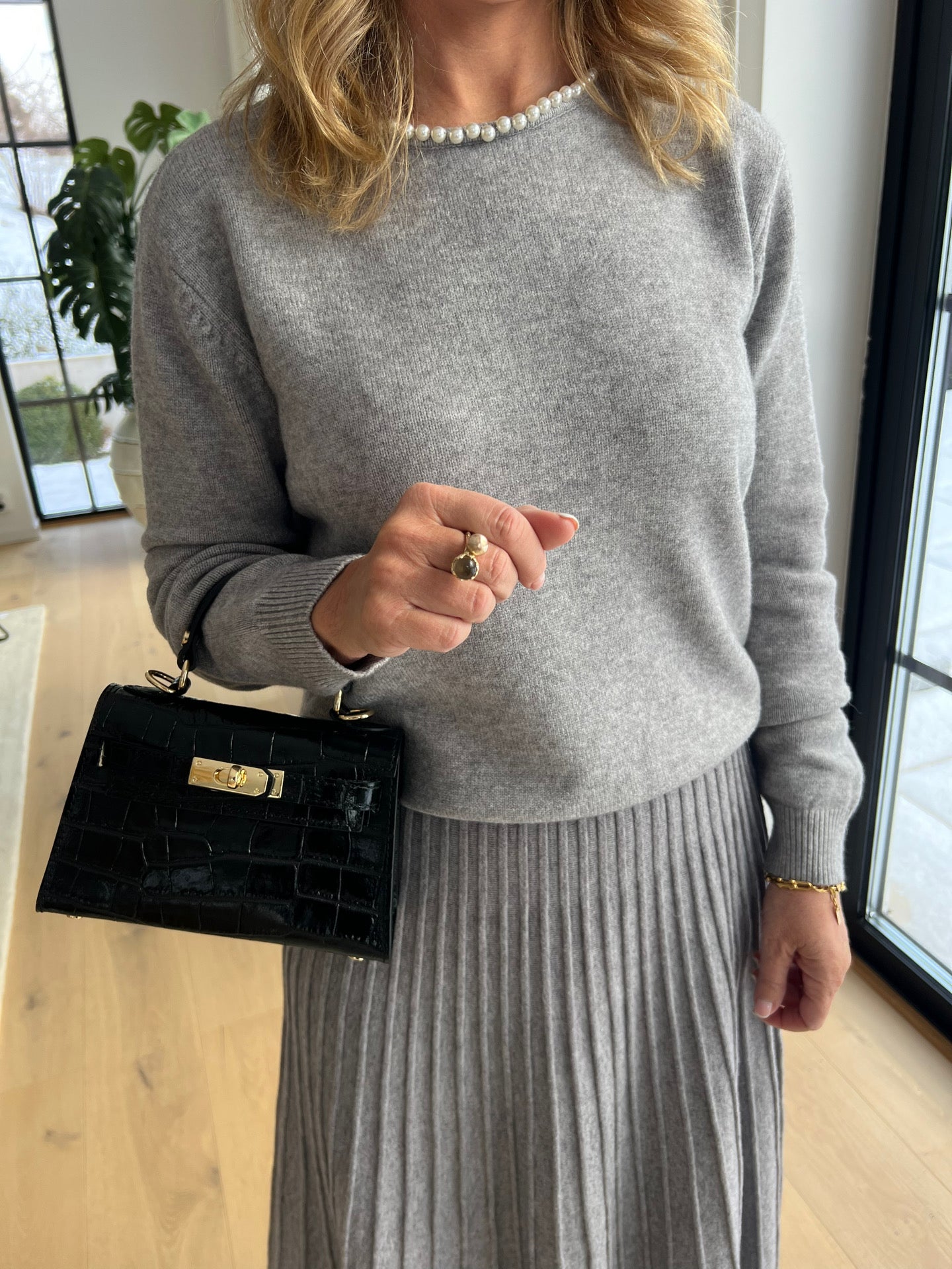 Eira Stickad Tröja med Pärlor