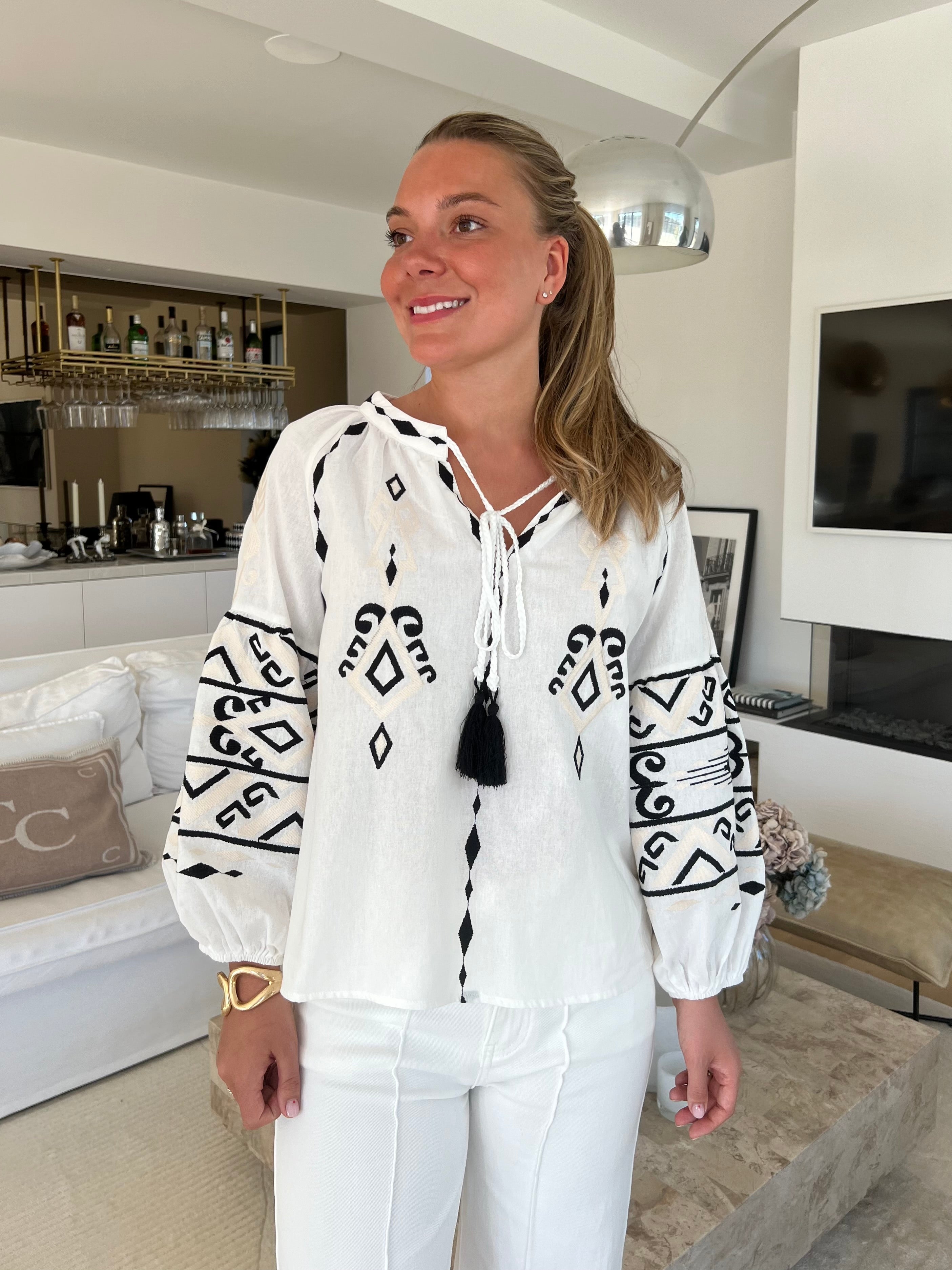 Marion Broderad Blus Vit